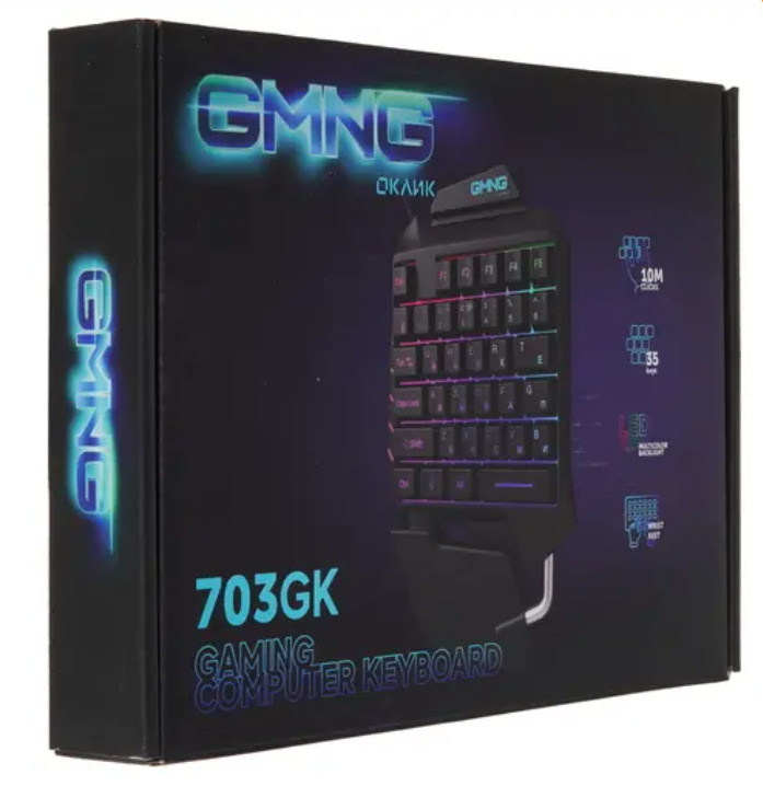 Игровой блок Оклик GMNG 703GK цвет черный, LED, интерфейс USB, подставка для запястий (1533151)  #1