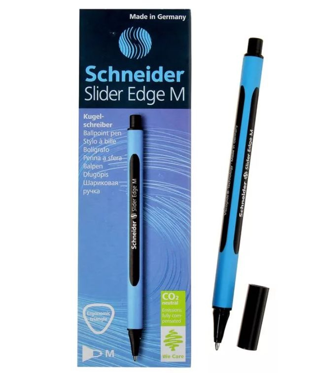 Ручка шариковая Schneider Slider Edge M, трехгранная, 1 мм, цвет корпуса: голубой, цвет чернил: черный, #1