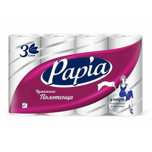 Бумажные полотенца Papia 3 слоя 4 рулона #1