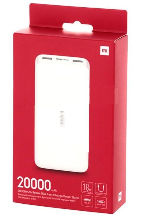 Redmi Внешний аккумулятор Внешние аккумуляторы_USB Type-C_microUSB, 20000 мАч, белый  #1