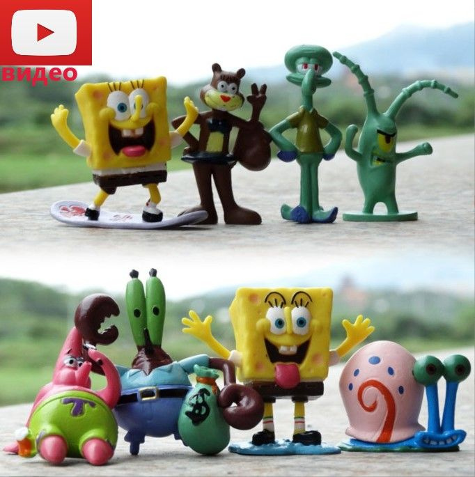 Фигурки Спанч Боб (Губка Боб), декорация для аквариума фигурки 8шт ...