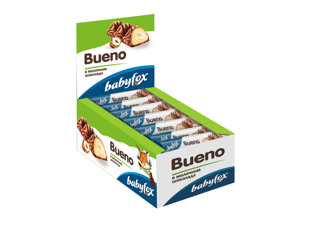 Батончик вафельный BabyFox, Bueno в молочном шоколаде, 23 г ( упаковка 18 шт. )  #1