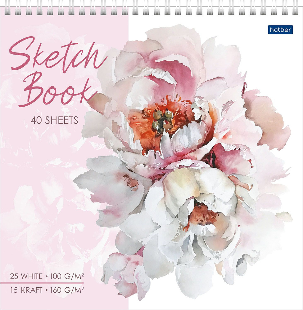 SketchBook Hatber Premium 40л (15л. крафт 160г +25л белый офсет 100г) 240х240мм без линовки жесткая подложка #1