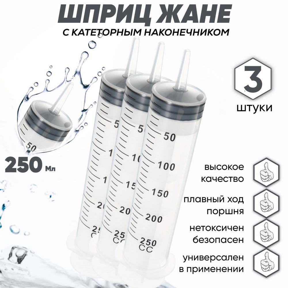 Шприц Жане 250 мл, 3 шт - купить с доставкой по выгодным ценам в ...