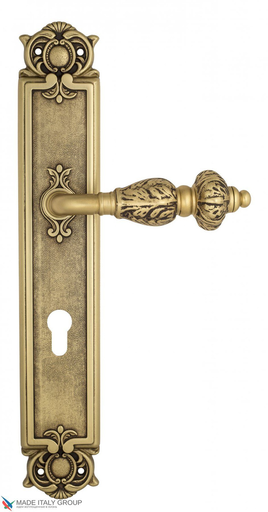 Дверная ручка на планке Venezia LUCRECIA CYL PL97 французcкое золото + коричневый  #1