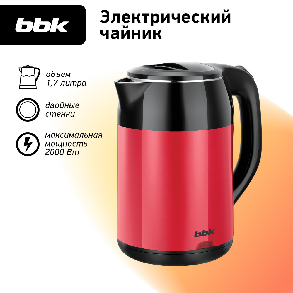 Чайник электрический BBK EK1709P черный/красный, объем 1.7 л, мощность 1800-2000 Вт  #1