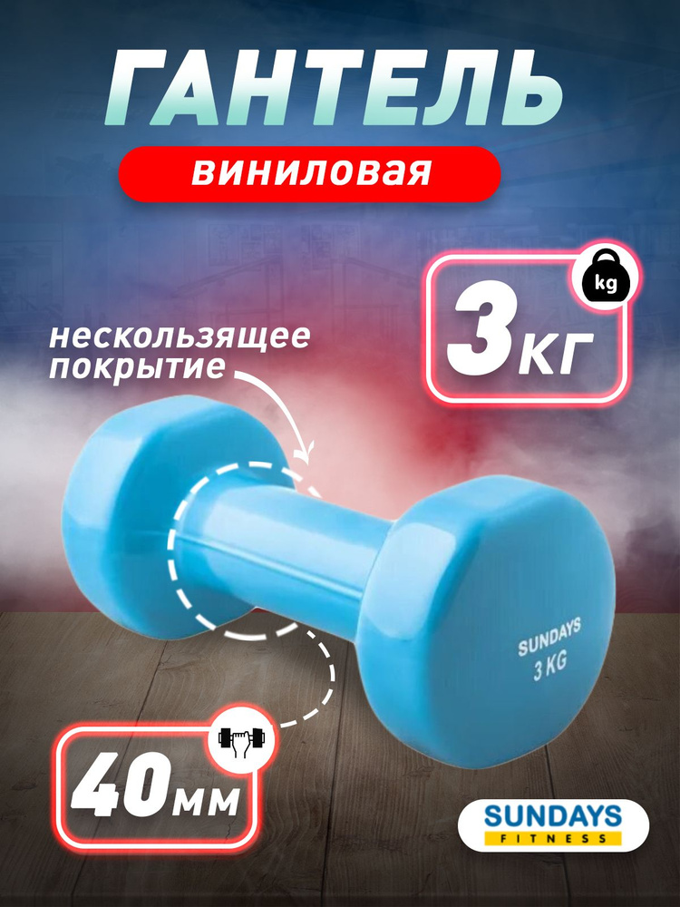 Гантель Sundays Fitness IR92005 3кг, голубой #1