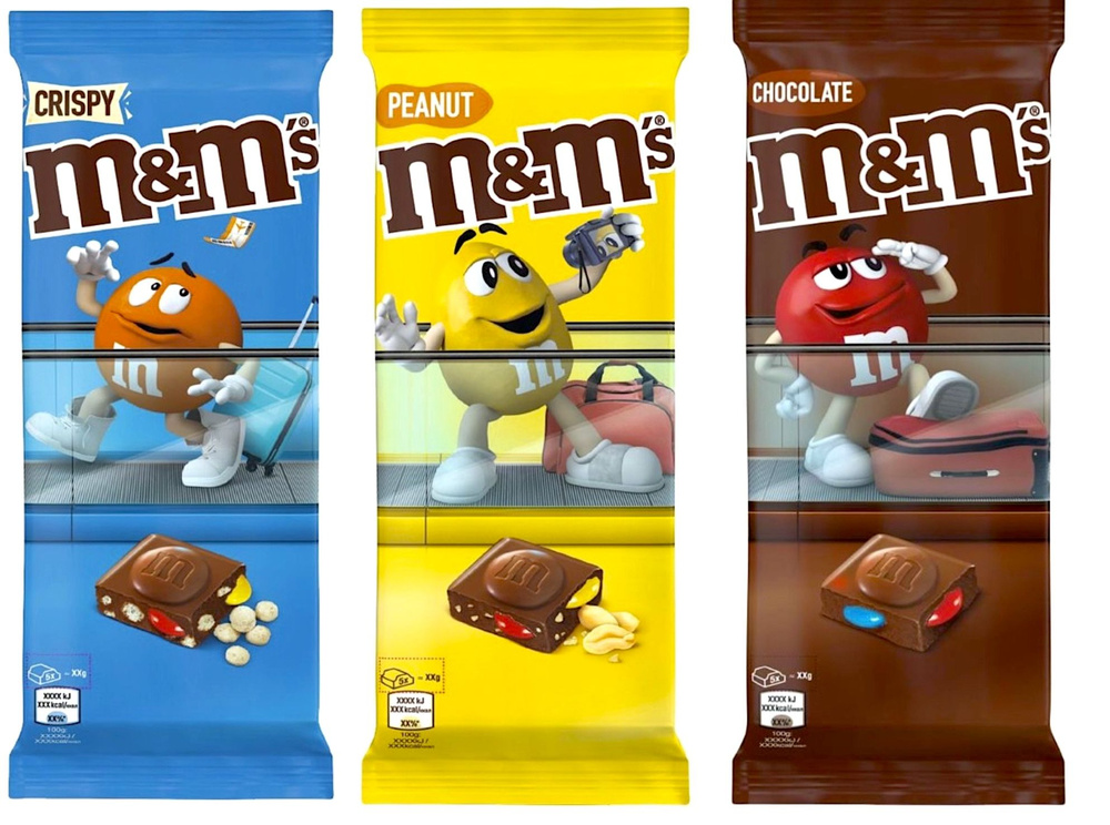 Ассорти шоколада M&M's 165 г, 3 вкуса (арахис, хрустящие бранчи, с конфетами)  #1