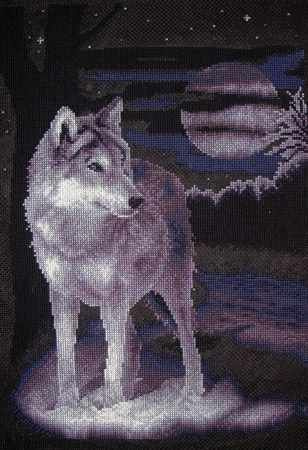 Набор для вышивки Panna "J-0462 "Белый волк" / Счетный крест / Волки, Животные, Ночная магия  #1