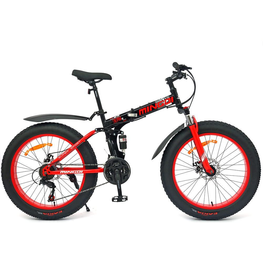 Mingdi Велосипед Fat-bike, 24-730 GMINI, 24-дюймовый снежный велосипед,  складной велосипед, стальная рама, шины 4.0, подходит для роста 145-165 см