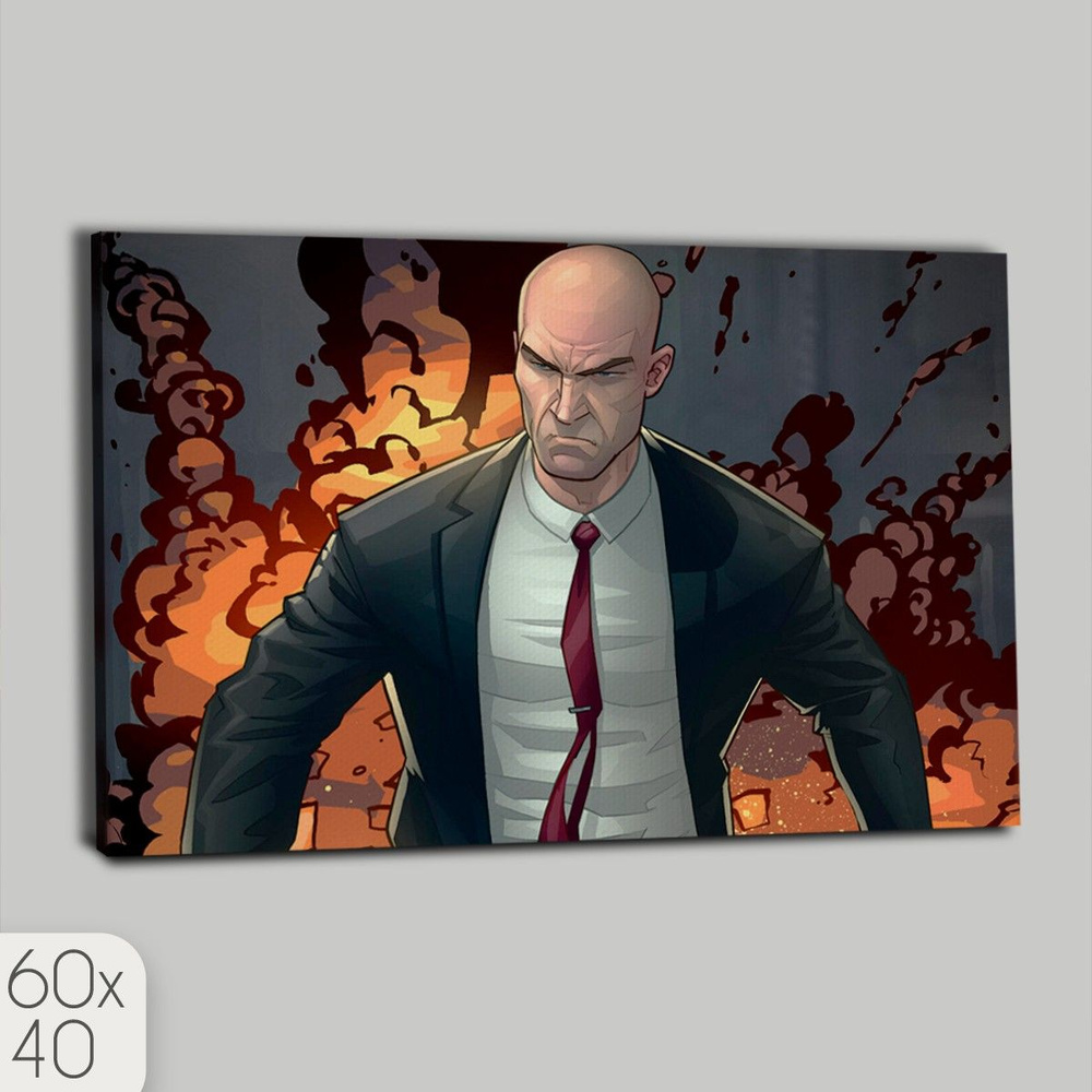 Картина интерьерная на холсте игра Hitman (Агент 47, PS, Xbox, PC, Switch)  - 947