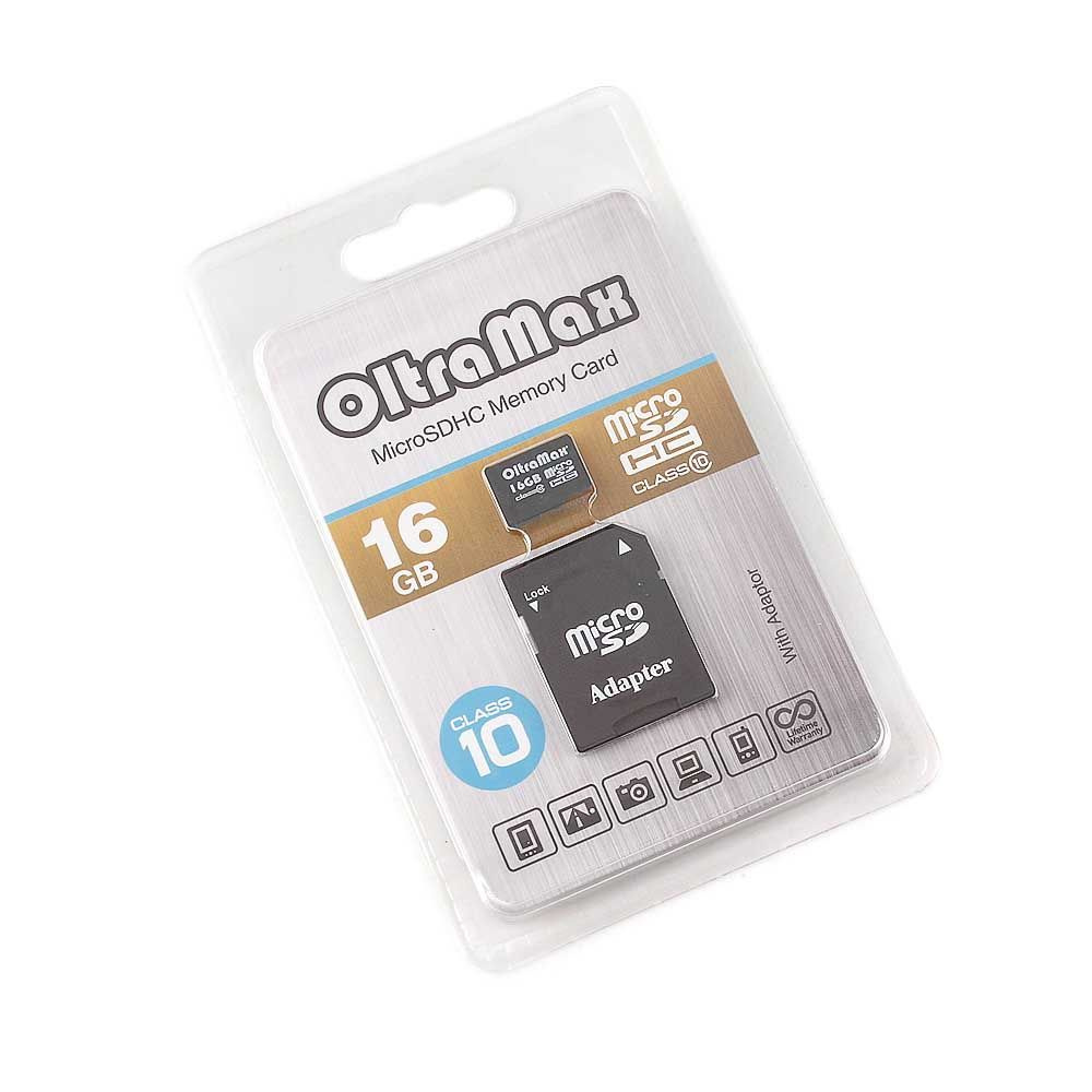 Карта памяти micro SD OLTRAMAX 16 GB с адаптером OM016GCSDHC10 #1