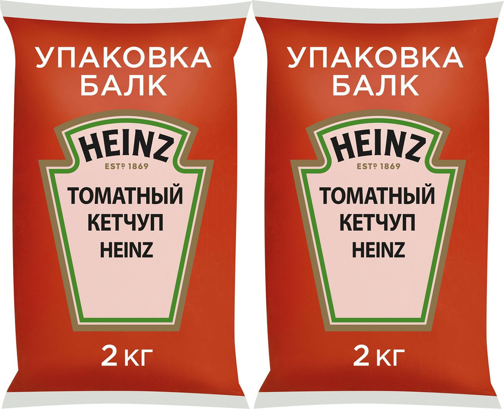 Кетчуп Heinz Томатный, комплект: 2 упаковки по 2 кг