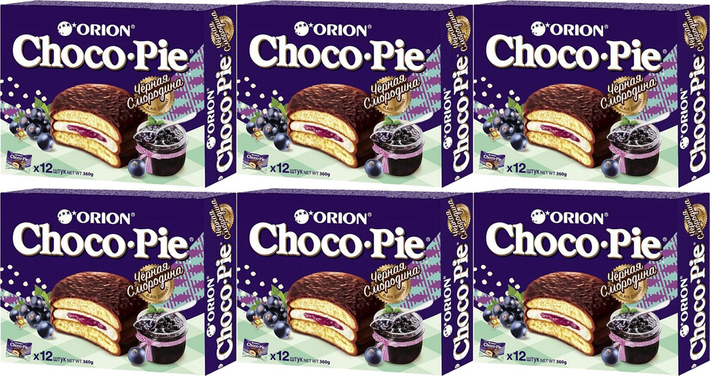 Пирожное Orion Choco Pie черная смородина, комплект: 6 упаковок по 360 г  #1