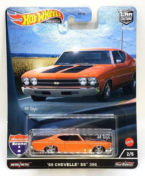 Машинка 69 Chevelle SS 396 Hot Wheels Premium Metal Car Culture - American Scene / Хот Вилс Премиум  #1