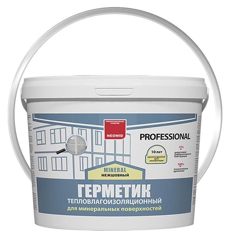 Герметик строительный "NEOMID mineral professional" (15 кг.) ведро (БЕЛЫЙ)  #1