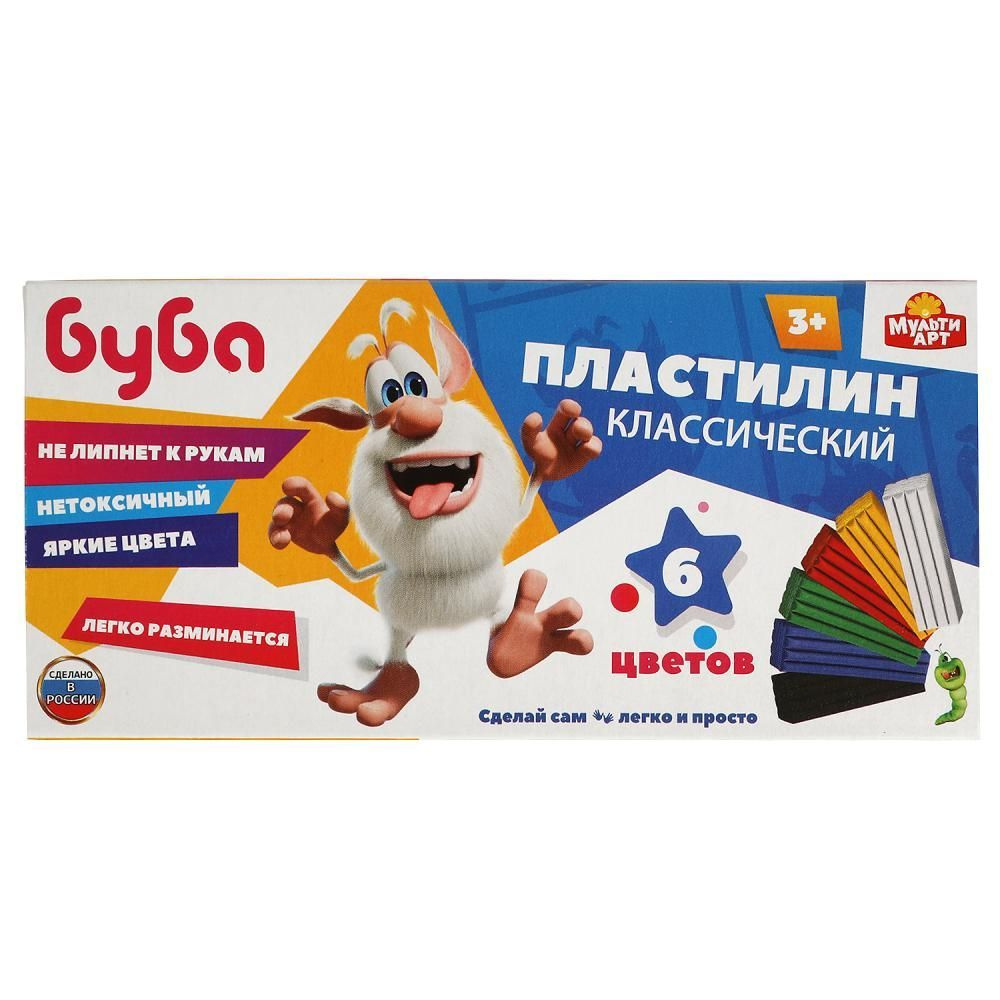 Пластилин классический Буба 6 цветов (120 г) MultiArt MCL-55184-6-120-BB  #1