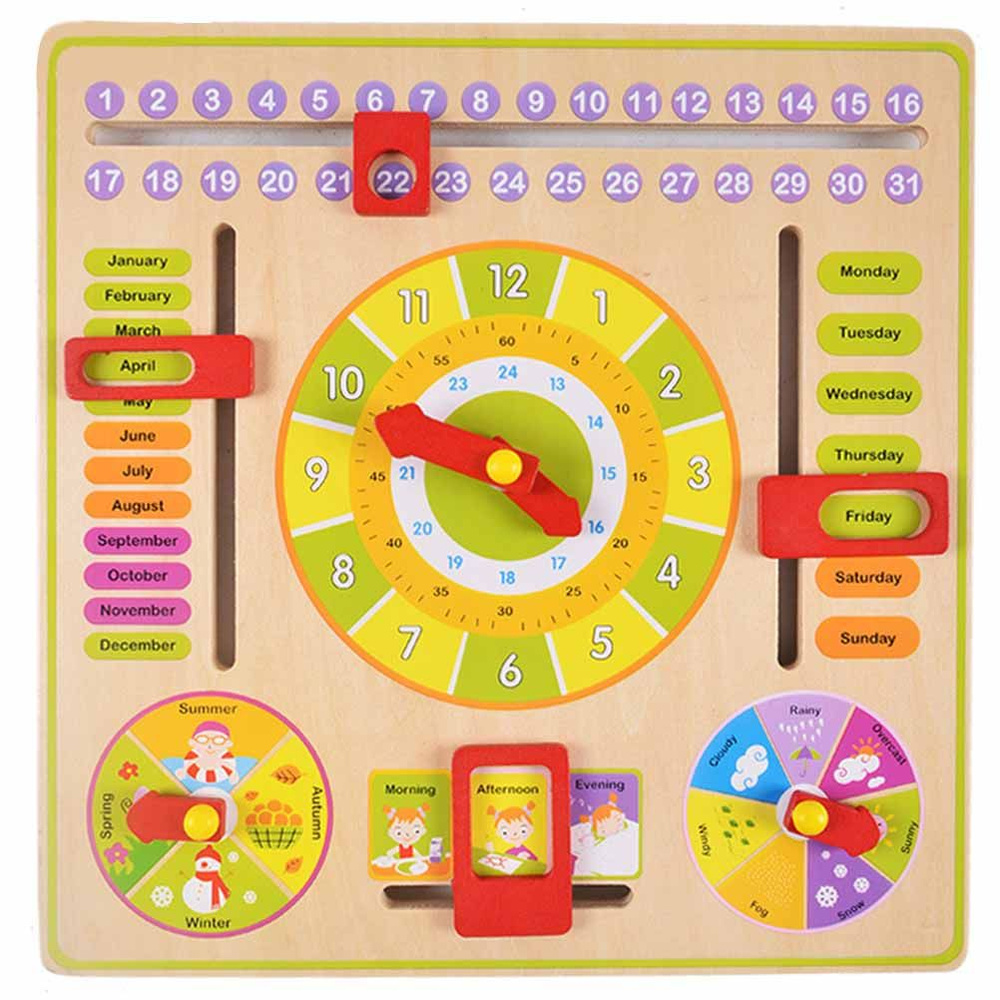 Детские деревянные часы с познавательным календарем - купить с ...