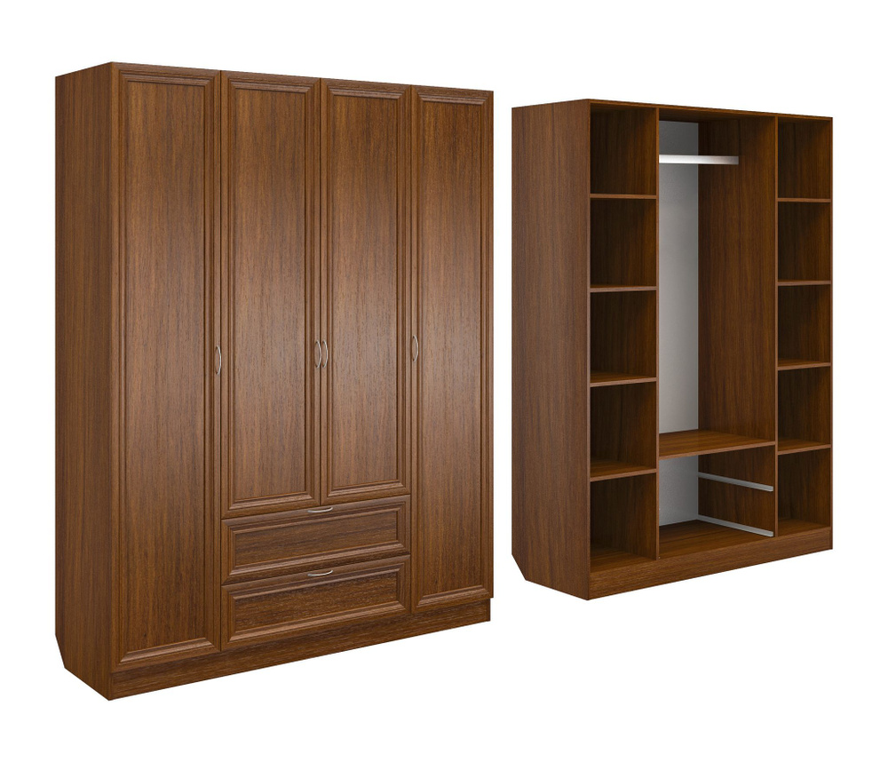 Шкаф распашной Мир Мебели Шкаф 4-х дверный ШК-4/2, 160x52x210 см ...