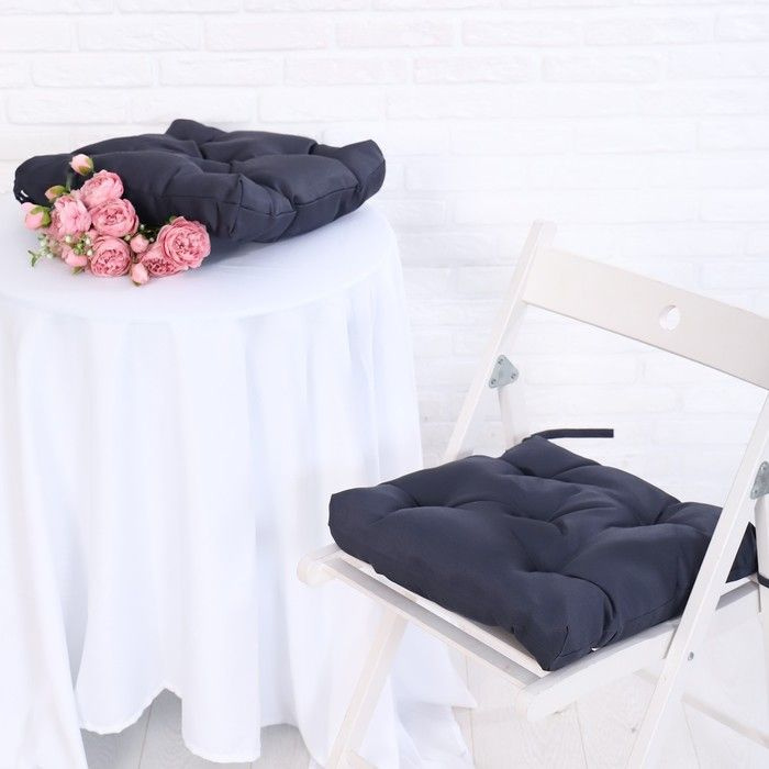 Набор подушек для стула непромокаемых 40х40см 2 шт, цвет т-серый, файберфлекс, грета 20%, пэ  #1