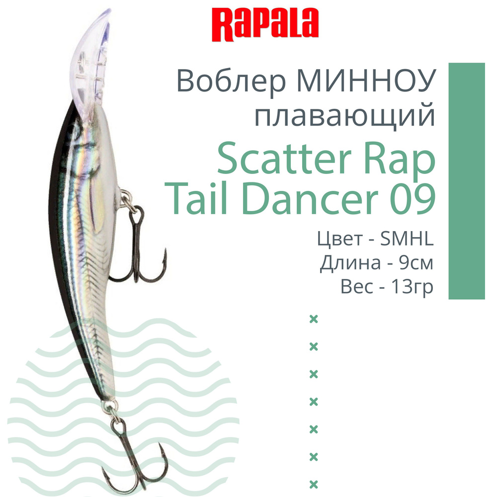 Воблер Минноу (Minnow) Rapala Scatter Rap Tail Dancer, 3.3-5.7 м купить по  выгодной цене в интернет-магазине OZON (994790970)