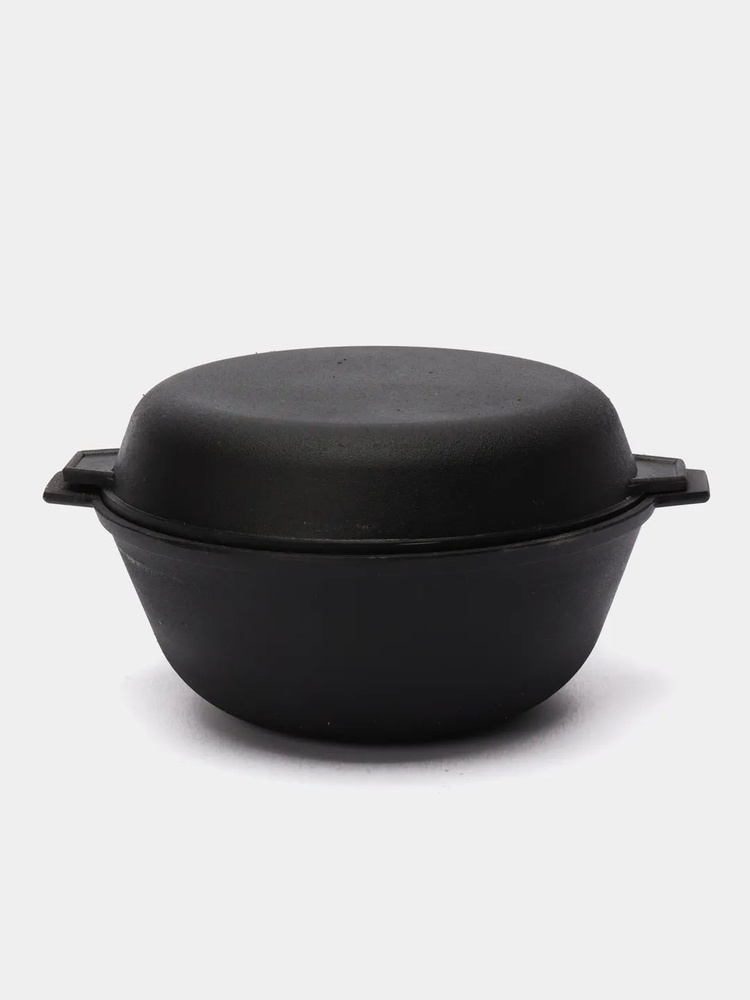 Казан Камская Посуда к33 чугунный с чугунной крышкой-сковородой 3л ...