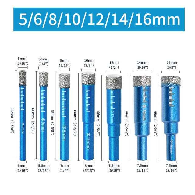 Паяное сверло для сухой плитки, круглая ручка 5-6-8-10-12-14-16мм, открывалка для гранита, мрамора, керамики, #1