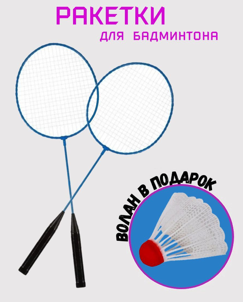 Набор для игры в бадминтон ECOS GAME (2 ракетки + волан), синий купить ...