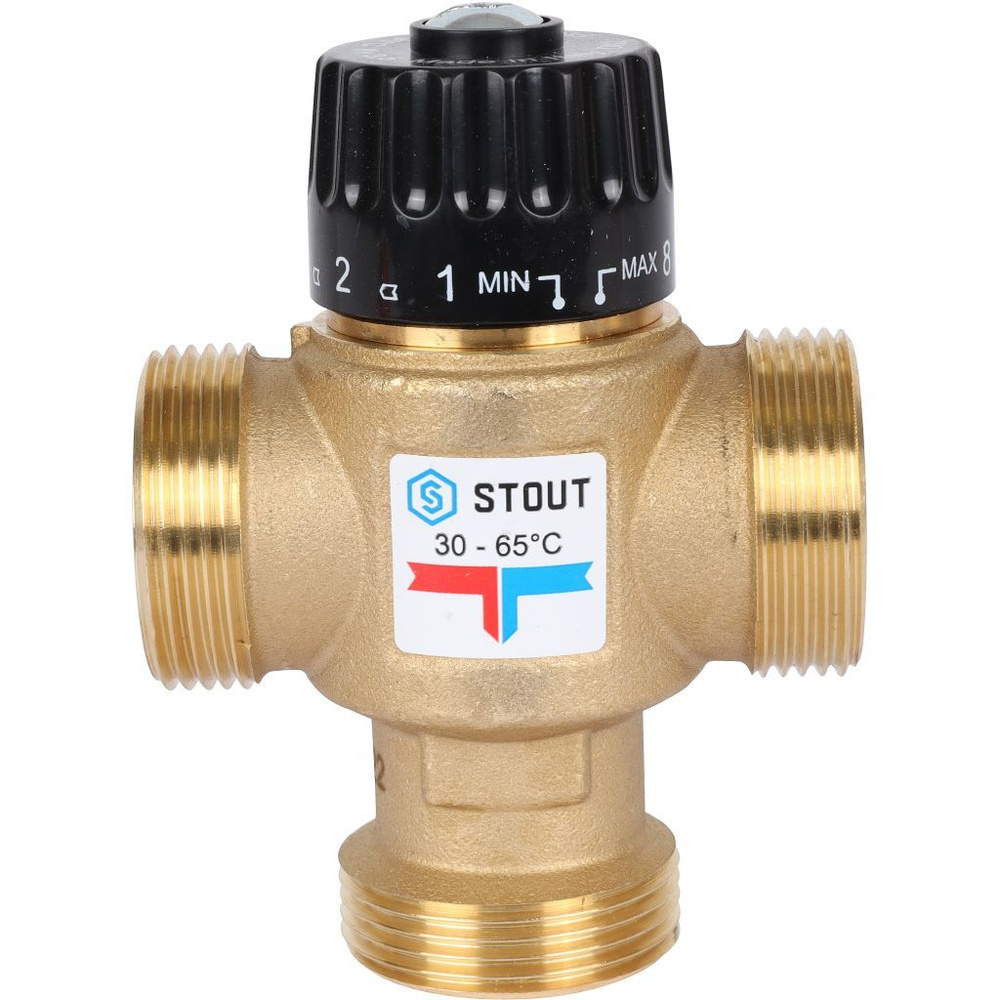 Термостатический смесительный клапан Stout 1 1/4 НР 30-65С KVs 3.5 с центральным смешиванием  #1