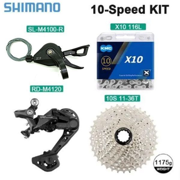 10-скоростной комплект Shimano Deore SL-M4100(Нет окон)+RD-M4120, цепь KMC X10+10-скоростная кассета #1