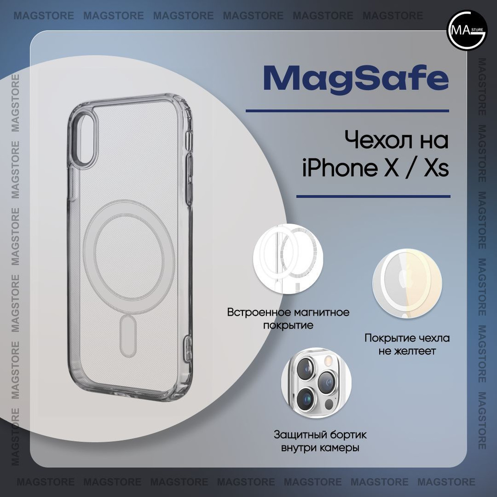 Чехол MagSafe магнитный прозрачный для iPhone X/XS #1