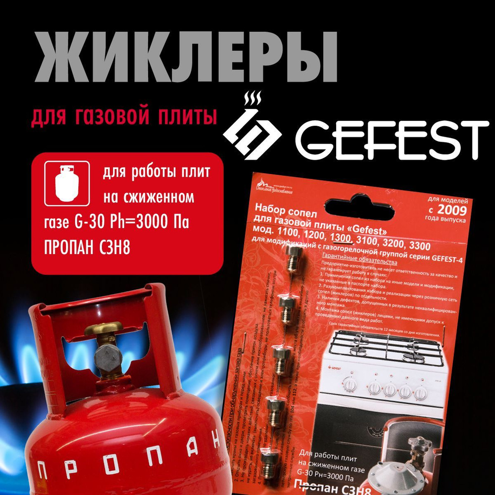 GEFEST 1100 1200 1300 3100 3200 3300 / Жиклеры (форсунки) для газовой плиты  Гефест (пропан) - купить с доставкой по выгодным ценам в интернет-магазине  OZON (1081141618)