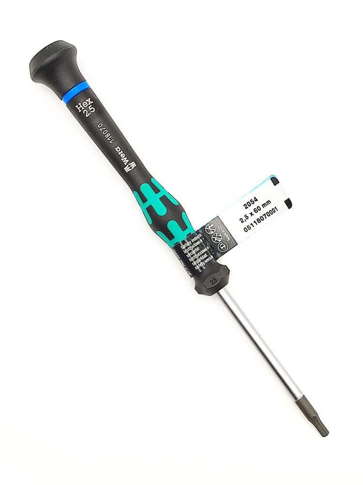 Отвертка HEX 2.5 Wera Kraftform Micro для электронщика 2054 WE-118070 2 ...