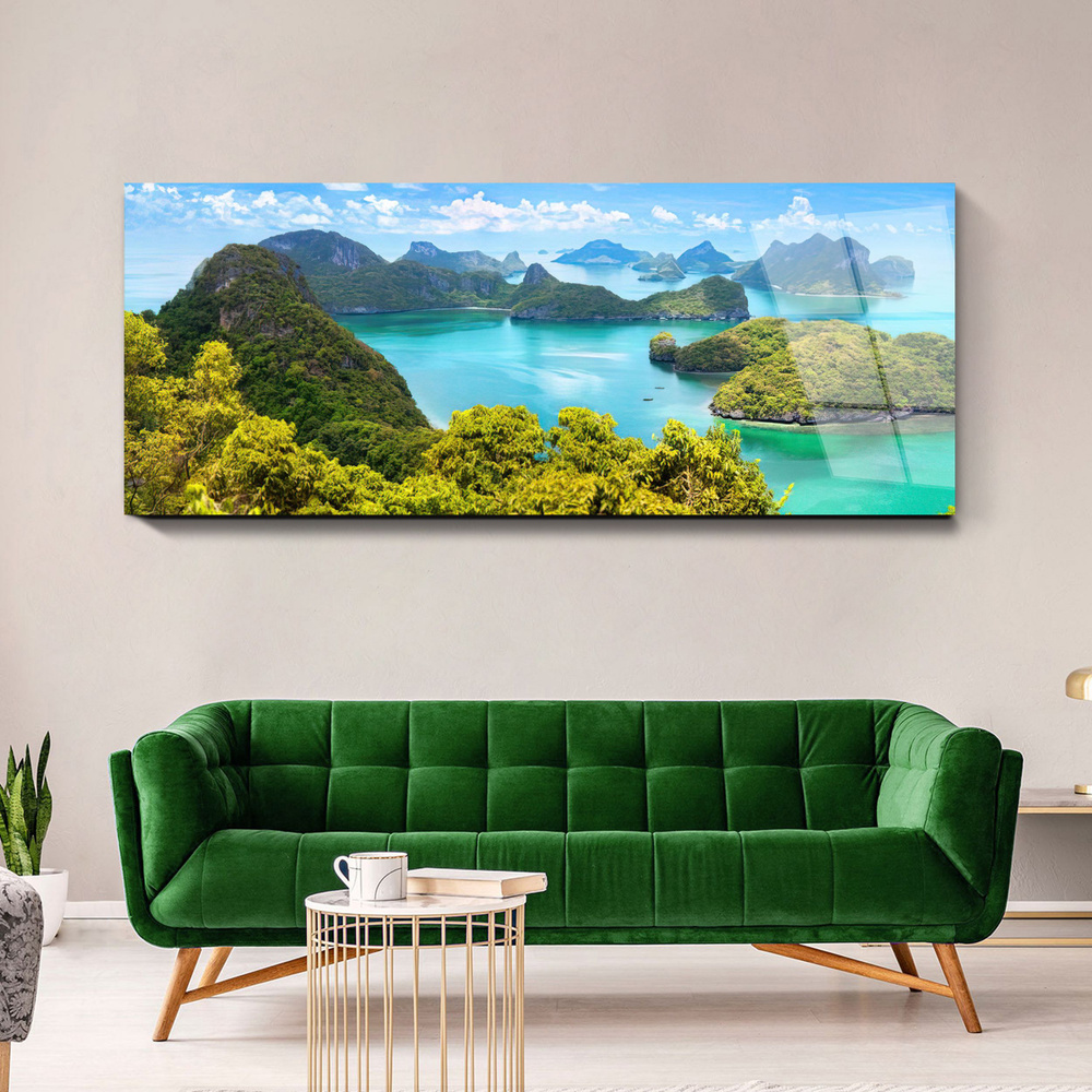 Картина интерьерная на стекле "Парящие острова" размер 50-125 см ...