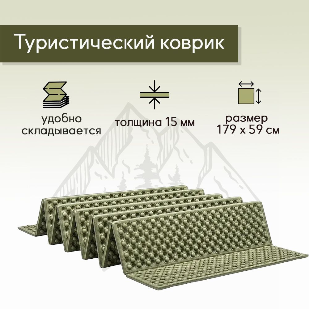 Туристический коврик складной Camping Flex 1790х590х15 хаки - купить с ...
