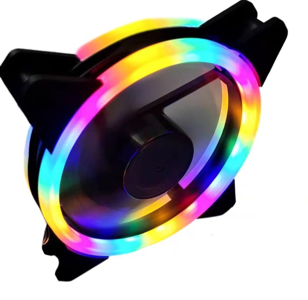 Вентилятор для компьютера 120 мм радуга с подсветкой прозрачный, молекс ...