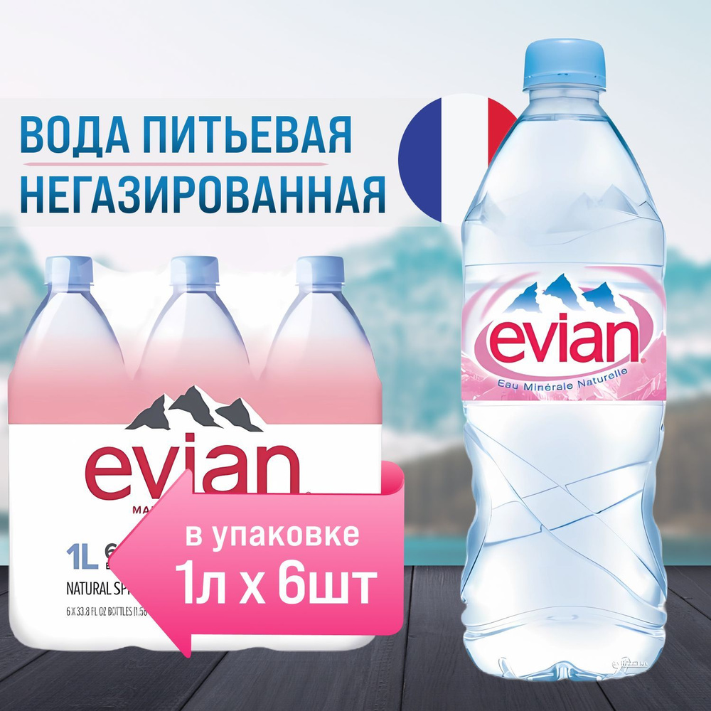 Evian Вода Минеральная Негазированная 1000мл. 6шт - купить с доставкой по  выгодным ценам в интернет-магазине OZON (896845078)