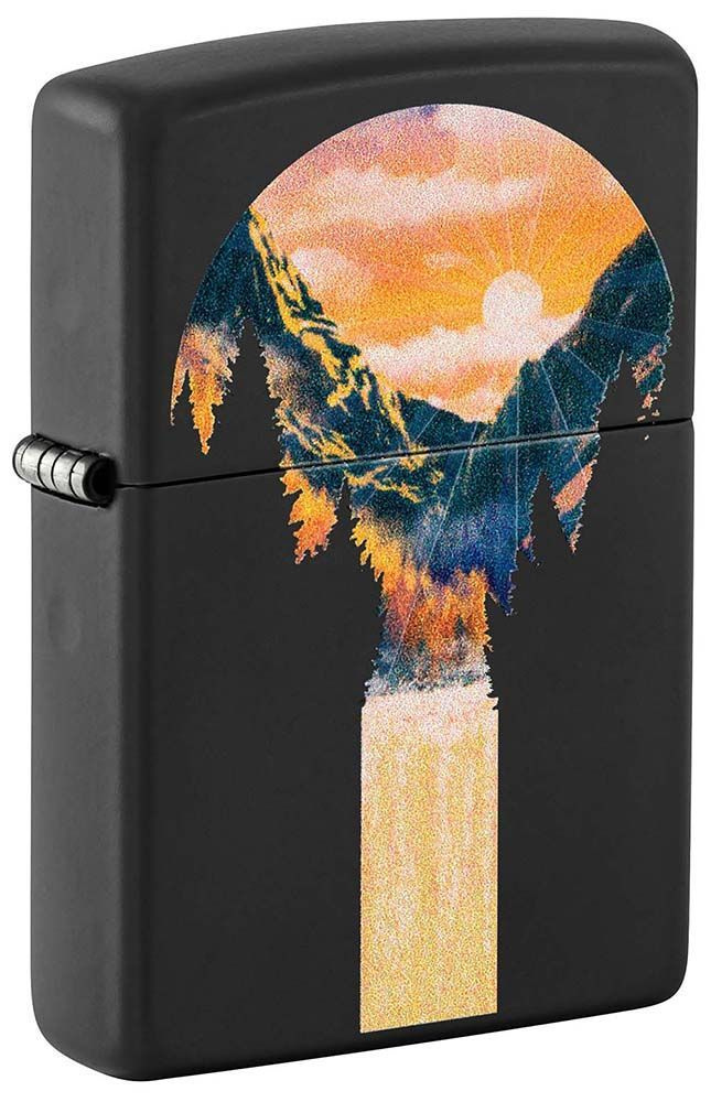 Зажигалка бензиновая Mountain Waterfall ZIPPO 48676 черная кремниевая  #1