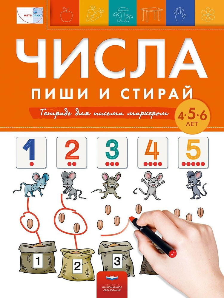 Пиши и стирай Числа: тетрадь для письма маркером для детей 4-5-6 лет  #1