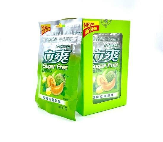 Lishuang Sugar Free, Конфеты освежающие, БЕЗ САХАРА, Дыня-мята, 12 пачек по 15гр, Китай  #1