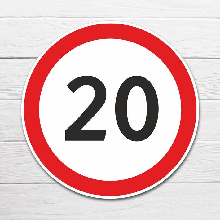 Дорожный знак "Ограничение скорости 20 км", 45х45 см, ПВХ, 45 см, 45 см ...