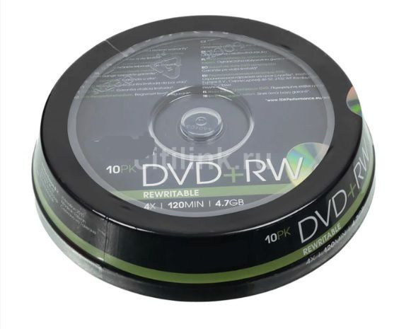 Диск для записи DVD+RW, 4,7 ГБ, 10 шт - купить с доставкой по выгодным ...