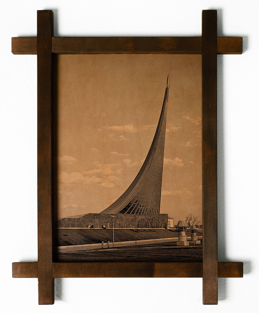 Картина Монумент покорителям космоса, гравировка на натуральной коже ...