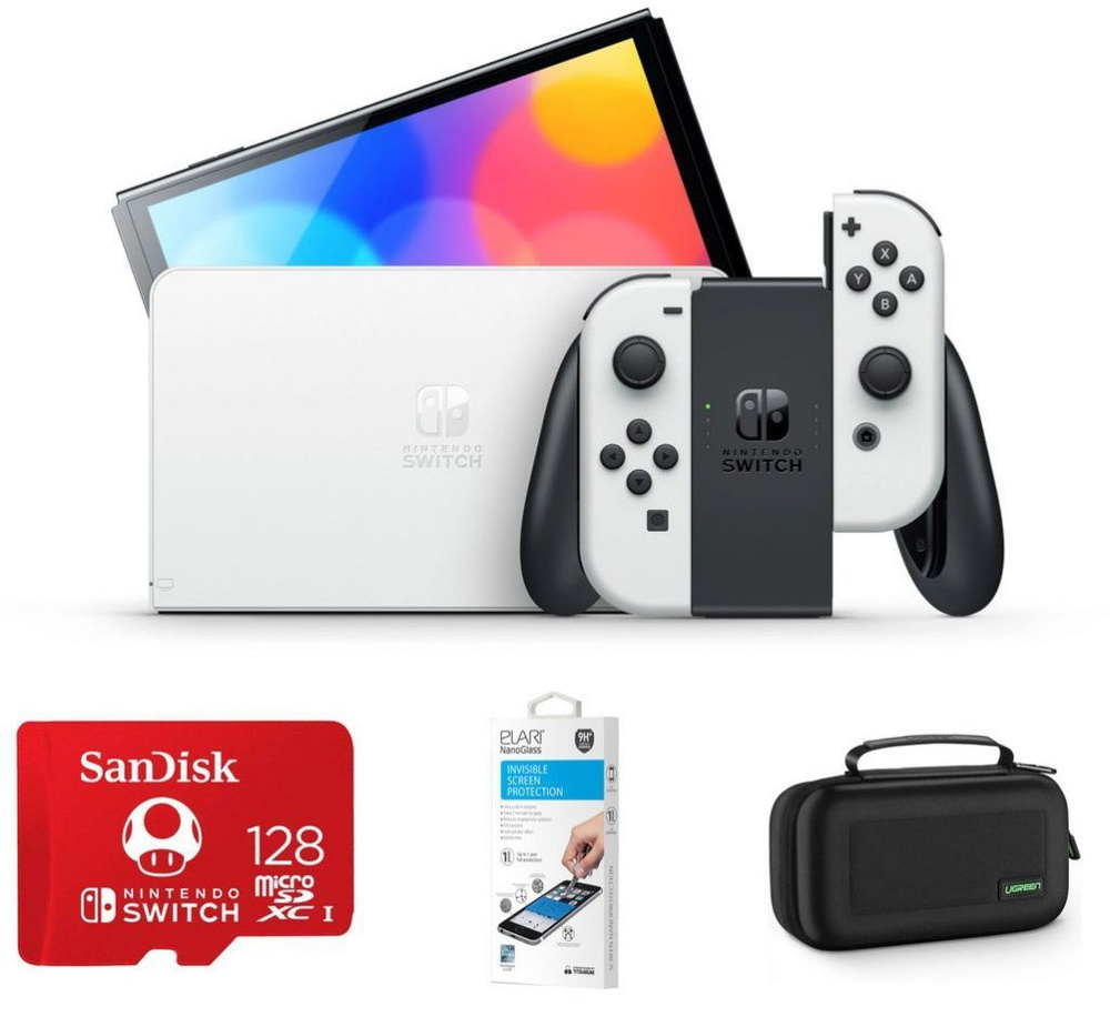 Игровая приставка Nintendo Switch Oled White + набор аксессуаров +  подарочный сертификат - купить с доставкой по выгодным ценам в  интернет-магазине OZON (844759101)