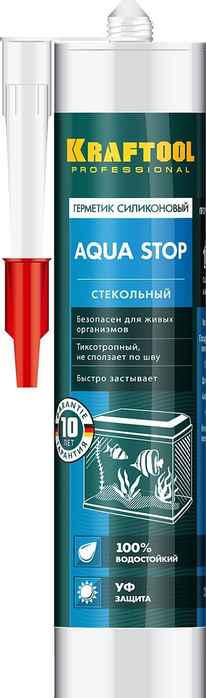 Стекольный силиконовый герметик KRAFTOOL KRAFTSeal GX107 AQUA STOP 300 мл прозрачный  #1