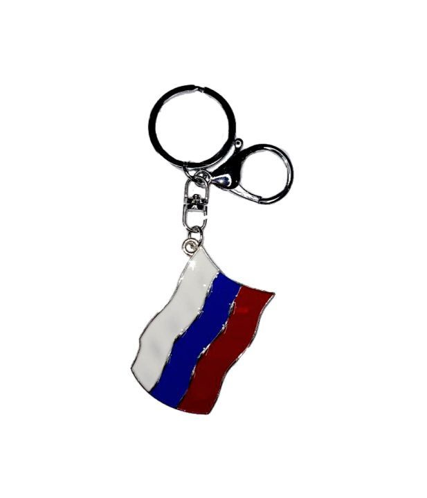 Брелок Флаг России; брелок металлический с карабином #1