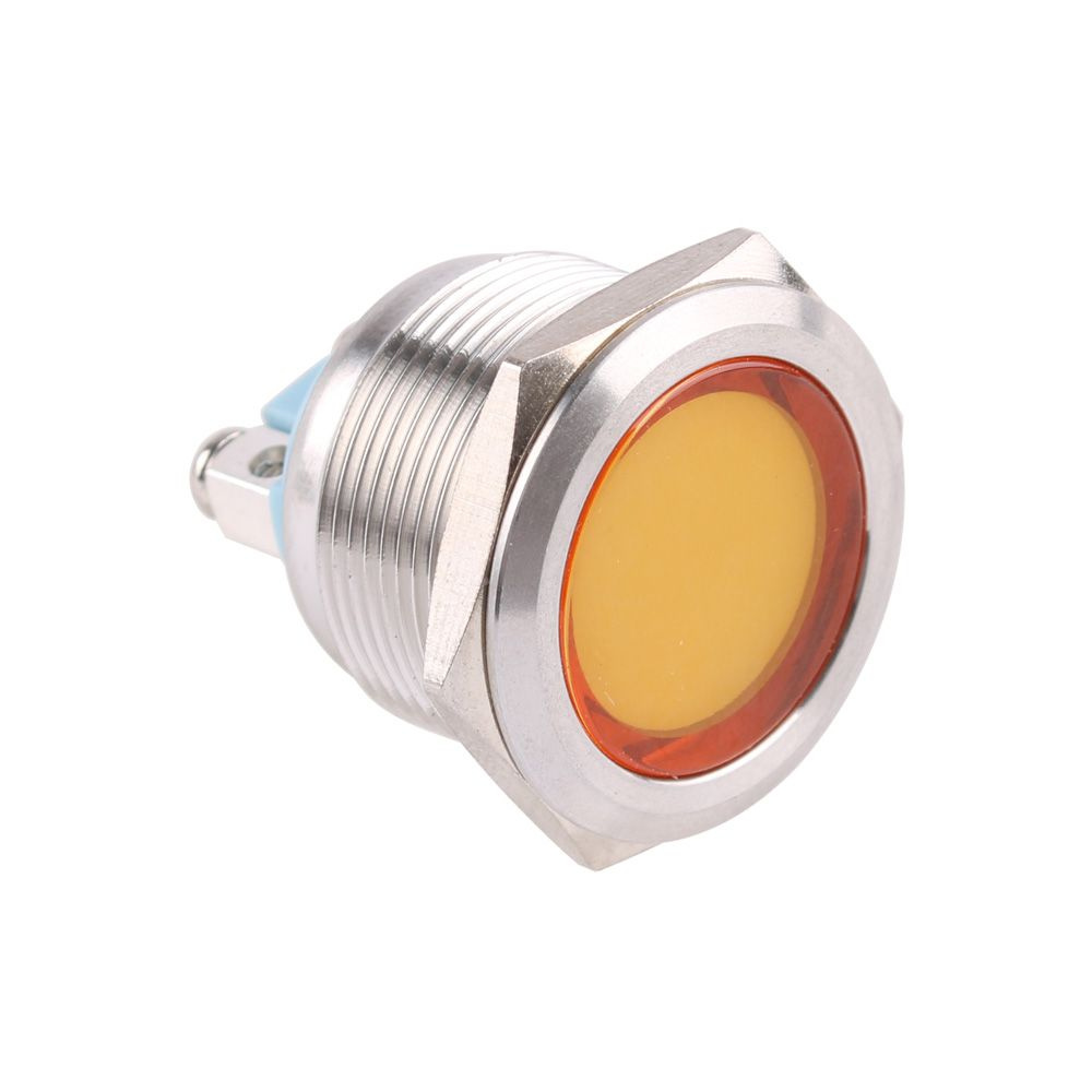 Светодиодная металлическая индикаторная лампа 22 мм Плоская круглая .