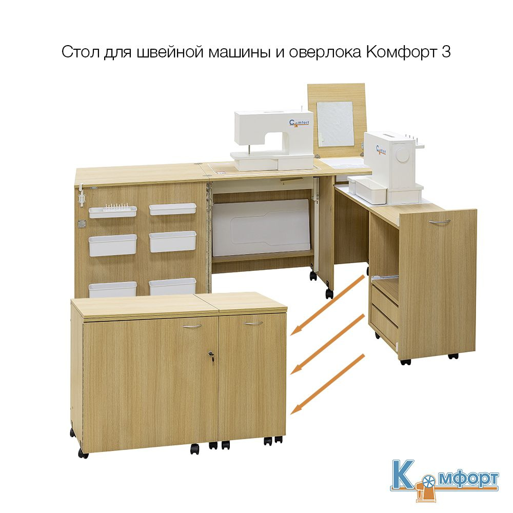 Стол для швейной машины и оверлока Комфорт 3L