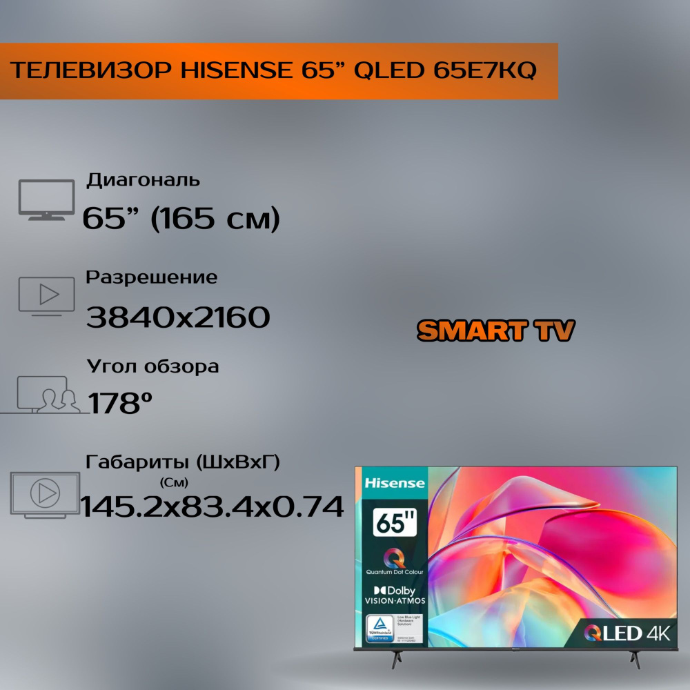Hisense Телевизор Смарт ТВ, Голосовое управление, Поддержка Dolby ...