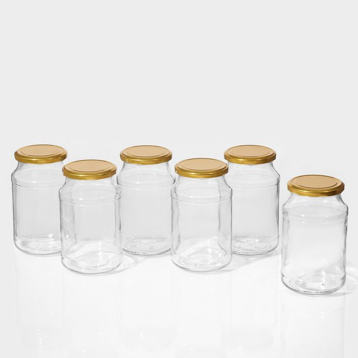 Набор стеклянных банок с крышкой для консервации, ТО-82 мм, 0,9 л, 6 штук в наборе  #1